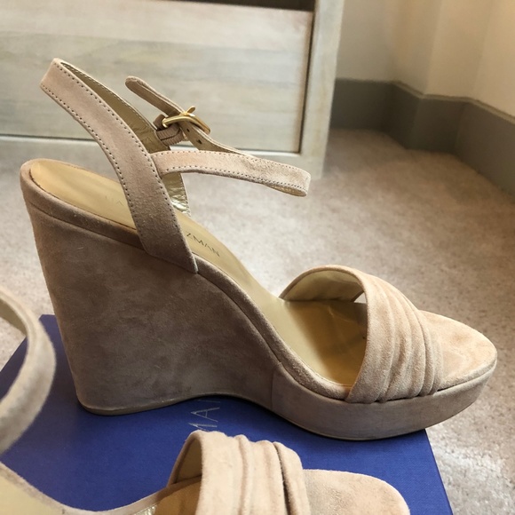 Stuart Weitzman Suede Wedge Sandals - Picture 6 of 13